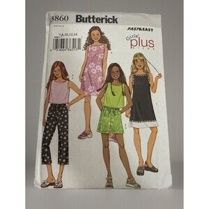 Butterick 3860 Girls PLUS Size Pattern 7 - 16.5 Top Dress Shorts Pants Uncut